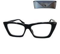 Mini Brille - Cat Eye Blue Light Blocking Reading Glasses with Large Square Lenses, FREE Case, Oversize Thick Plastic Frame (Black), Women Anti Blue Light Filter +2.50 Magnification