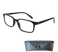 Mini Brille - Design Blue Light Blocking Reading Glasses with Rectangle Lens, FREE Case, Plastic Frame (Black), Women and Men Anti Blue Light Filter +2.50 Magnification