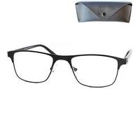 Mini Brille - Metal Blue Light Blocking Reading Glasses, Rectangle Lenses, FREE Case, Stainless Steel Frame (Black), Women and Men Anti Blue Light Filter +2.50 Magnification
