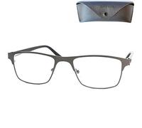 Mini Brille - Metal Blue Light Blocking Reading Glasses, Rectangle Lenses, FREE Case, Stainless Steel Frame (Graphite), Women and Men Anti Blue Light Filter +2.50 Magnification