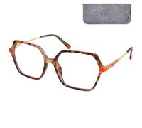 Mini Brille Oversized Hexagonal Reading Glasses with Felt Case, 25 g | Geometric XL frame, 61 mm lenses and slim metal temples; 138 mm wide with soft grey felt case