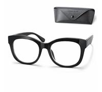 Mini Brille - Stylish Retro Thick Frame Reading Glasses with Large Lenses, FREE Case, Plastic Frame (Black), Women Reading Aid + 1.50 Magnification