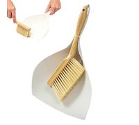 Mini Broom and Dustpan Set - 22.5x5.5x33.5cm Wooden Handle, Compact Cleaning Tool, Dense Bristles | for Debris Pet Litter Desktop Sofa Crevices, Small Broom Set, Kitchen Desktop Bedroom