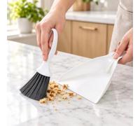 Mini Broom and Dustpan Set, Small Handheld Sweeping Tools in White or Blue for Drawer Surfaces, Kitchen Areas and Everyday Spot Cleanup(White)