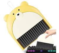 Mini Broom Dustpan Set - Pair Of Small Cleaning Brushes, Table Sweeper | Cute Bear Design Keyboard Cleaner Set With Lightweight Grip Structure For Organization D