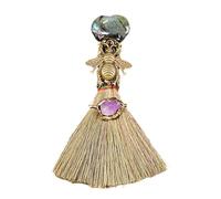 Mini Broom Ornaments - Wiccan Ritual Wand, Halloween Witch Ornament | Handmade Miniature Home Decor Accessories, Moon Goddess Spirit Cleansing Tool With Healing Stone Point