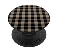 Mini Brown Gingham Check Pattern PopSockets Adhesive PopGrip