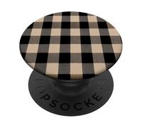 Mini Brown Gingham Check Pattern PopSockets Adhesive PopGrip