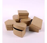 Mini Brown Papier Mache Paper Gift Box Assorted Present Boxes Pack of 12 by BCreative®