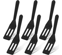 Mini Brownie Serving Spatula Flexible Nonstick Silicone Serve Turner Heat-Resistant Cookie Slotted Spatula for Flip Egg in Small Frying Pan Cookie Batter Lemon Squares(Black,6 Pieces)