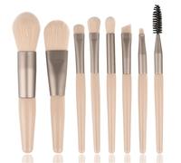 Mini Brush 8-Piece Makeup Bag Portable concealer powder brush set soft fur make-up tool snap bag,orange,8pc