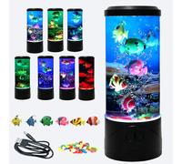 Mini Bubble Fish Lava Lamp,Fake Fish Tank Aquarium Lamp,Multi-Color Changing Aquarium Light with 3 Artificial Fish Night Lights-for Home Office Living Room Decor Gifts for Kids Adults (with 6 fishs)