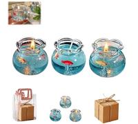 Mini Bubble Fish Tank Scented Candle, 2026 Upgraded Handmade Jelly Wax Candle, Ocean Theme Decor for Bathroom & Bedroom, Cute Bubble Candle Dish, Novelty Home Gift & Party Favour (3PCS)