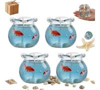 Mini Bubble Fish Tank Scented Candle, Cute Aesthetic Gel Wax Candle with Floating Fish & Bubbles, Scented Ocean Theme for Bedroom, Desk, Gifts & Party Favors (4PCS)