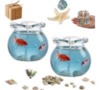 Mini Bubble Fish Tank Scented Candle, Cute Aesthetic Gel Wax Candle with Floating Fish & Bubbles, Scented Ocean Theme for Bedroom, Desk, Gifts & Party Favors (2PCS)