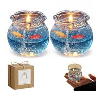Mini Bubble Fish Tank Scented Candle, Small Aquarium Floating Scent Candles, Aesthetic Decor Cute Decorative Candles, Ocean Handmade Gel Wax, Funny Candle Gift for Women, Home Decor (2PCS)