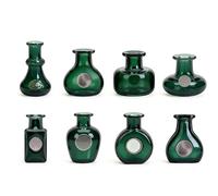Mini Bud Vases Magnetic for Fridge - Magnetic Mini Clear Glass Bud Vases for Fridge,Cute 3D Creative Tiny Glass Flower Vase Magnets for Refrigerator, Kitchen (Green)