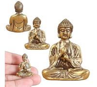 Mini Buddha Sitting Figurine Buddha Statues Zen Garden 3PCS 1.14x0.87inch Miniature Portable Decorative Statue Gift Decoration for Hotel Office Living Room Meditating