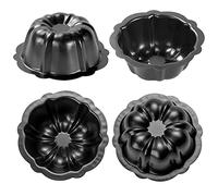 Mini Budtcake Pan, 4 Inch Black Nonstick Fluted Lava Cake Pans Mini Chocoflan Mold Small Flan Mold Individual Baking Cups Thanksgiving Pumpkin Muffin Pans for Insta Pot Air Fryer