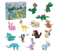 Mini Building Blocks Animals Toys - 12 Pack Party Bag Fillers, Party Bag Fillers for Kids, Birthday Present Gifts, Exchange Goodie Loot, Pass The Parcel Prizes, End of Term Gifts for Children Blocks B