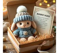 Mini Bunny Hug - A Little Bundle of Love & Comfort, 2025 New Mini Rabbit Positive Plush Animals, Inspirational Easter Gifts for Women Men, Emotional Motivational Bunny Decor (#04)