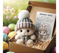 Mini Bunny Hug Cute Easter Gift, 2026 Newest Plush Pocket Hug Rabbit Mini Bunnies, Minis Rabbits in Box Emotional Support Positive Bunny for Kids Family Friend (White)