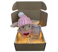 Mini Bunny Hug Cute Easter Gift,A Little Bundle of Love & Comfort,with Inspirational Card,Emotional Motivational Bunny Decor,Soft Pocket Rabbit Doll Decor,Stuffed Animal Gifts (Pink,With lights)