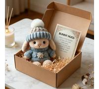 Mini Bunny Hug Cute Easter Gift, Bunny Hugs In Box, Easter Plush Bunny, 4 Colors Emotional Support Positive Crochet Bunny, Emotional With Lovers & Card, For Kids Family Friend (#C)