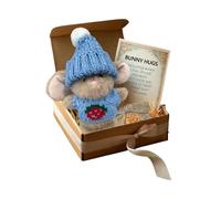 Mini Bunny Hug Cute Easter Gift For Adults & Kids, Mini Bunny Hug In Box, Positive Crochet Bunnies With Inspirational Card, Tiny Easter Decor Rabbits In Box Plush Rabbit Doll For Kids Family Friend