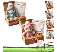 Mini Bunny Hug Cute Easter Gift, Handmade Bunny Hugs in Box, A Little Bundle of Love & Comfort, Cute Mini Soft Pocket Rabbit Toy, Stuffed Animal Bunny Doll with Inspirational Card