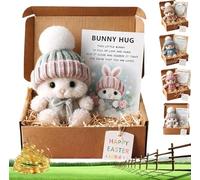 Mini Bunny Hug Cute Easter Gift,Handmade Bunny Hugs in Box,A Little Bundle of Love & Comfort,Cute Mini Soft Pocket Rabbit Toy,Stuffed Animal Bunny Doll with Inspirational Card (Gray)