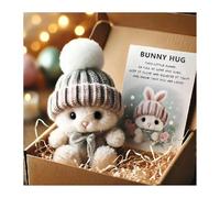 Mini Bunny Hug Cute Easter Gift, Mini Bunnies, Emotional Support Positive Crochet Bunny, Minis Rabbits in Box, Handmade Plush Pocket Hug Rabbit Doll, for Family Friend Gifts (Gray)