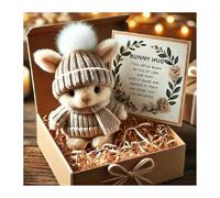 Mini Bunny Hug Cute Easter Gift, Mini Bunnies, Emotional Support Positive Crochet Bunny, Minis Rabbits in Box, Handmade Plush Pocket Hug Rabbit Doll, for Family Friend Gifts (Khaki)