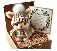 Mini Bunny Hug Cute Easter Gift, Mini Bunnies, Minis Rabbits in Box Emotional Support Positive Plush Pocket To Family, Friends and Loved Ones On Easters (C-Khaki)