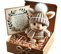 Mini Bunny Hug Cute Easter Gift, Mini Bunnies, Minis Rabbits in Box Emotional Support Positive Plush Pocket To Family, Friends and Loved Ones On Easters (Coffee)