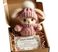Mini Bunny Hug Cute Easter Gift, Mini Bunnies, Minis Rabbits in Box Emotional Support Positive Plush Pocket To Family, Friends and Loved Ones On Easters (Pink)