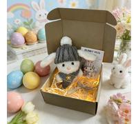 Mini Bunny Hug Cute Easter Gift,Mini Bunny in a Box,18cm Easter Rabbit Soft Toy,Handmade Hug Rabbit Plush Doll, Plush Pocket Hug Rabbits Dolls,Emotional Support Positive Rabbits (E, LED lights)