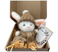 Mini Bunny Hug Cute Easter Gift,Mini Bunny in a Box,18cm Easter Rabbit Soft Toy,Handmade Hug Rabbit Plush Doll, Plush Pocket Hug Rabbits Dolls,Emotional Support Positive Rabbits (B, no lights)
