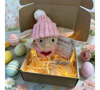 Mini Bunny Hug Cute Easter Gift,Mini Bunny in a Box,18cm Easter Rabbit Soft Toy,Handmade Hug Rabbit Plush Doll, Plush Pocket Hug Rabbits Dolls,Emotional Support Positive Rabbits (D, LED lights)