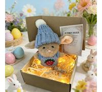 Mini Bunny Hug Cute Easter Gift,Mini Bunny in a Box,18cm Easter Rabbit Soft Toy,Handmade Hug Rabbit Plush Doll, Plush Pocket Hug Rabbits Dolls,Emotional Support Positive Rabbits (C, LED lights)