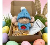 Mini Bunny Hug Cute Easter Gift Mini Bunny in a Box Handmade Plush Pocket Hug Rabbit Doll Plush Bunnyy With Knitted Hat Cute Easter Soft Toy Handmade Hug Rabbit PIush Doll for Kids Family Friend