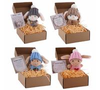 Mini Bunny Hug Cute Easter Gift, Mini Rabbits in Box, Minis Bunnies, Emotional Support Positive Crochet Bunny, Handmade Plush Pocket Hug Rabbit Doll With Card, for Kids Family Friend