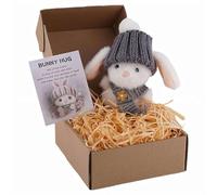 Mini Bunny Hug Cute Easter Gifts Easter Plush Knitted Bunny Boxed Gift Soft Stuffed Pocket Rabbit Toy, Cute Easte-r Rabbit Decor with Inspirational Card