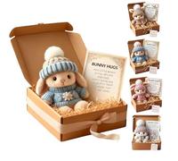 Mini Bunny Hug Cute Easter, Handmade Bunny Hugs in Box, Cute Mini Soft Pocket Rabbit Toy with Inspirational Card for Friends Family Valentine's Day blue