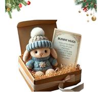 Mini Bunny Hug Cute Easter, Handmade Bunny Hugs in Box, Pocket-Sized Comfort with Knit Hat & Gift Box, for Friends Family (1PCS-Blue)