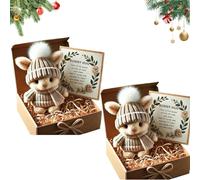 Mini Bunny Hug Cute Easter, Handmade Bunny Hugs in Box, Pocket-Sized Comfort with Knit Hat & Gift Box, for Friends Family (2PCS-G+G)