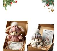 Mini Bunny Hug Cute Easter, Handmade Bunny Hugs in Box, Pocket-Sized Comfort with Knit Hat & Gift Box, for Friends Family (2PCS-P+K)