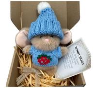 Mini Bunny Hug Easter Gift,2026 Cute Plush Bunny Little Pocket in a Box,Stuffed Animal Rabbit Basket Stuffer,DIY Pet Baskets Travel Buddy,Rabbits Doll Card Gifts,Soft Bunnies Dolls Decor (Blue)