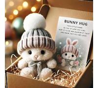 Mini Bunny Hug Gifts,Mother's Day Positive Rabbit Doll with Positive Card,Emotional Support Animal Positive Pocket Hug Gifts,Inspirational Crochet Doll Ornament for Mom