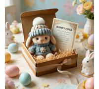 Mini Bunny Hug In A Box Cute Easter Gift, Pocket Easter Bunny In A Tin, Mini Rabbits In Box With Greeting Cards, Cute Bunnys Plush Toys, Portable Hugging Companion Doll, For Family, Friends(B)